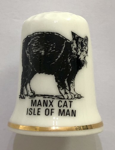 Manx cat thimble bone - thimble, china