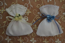 SET 30 SACCHETTI BOMBONIERA con tela aida ricamo punto croce + fiorellini