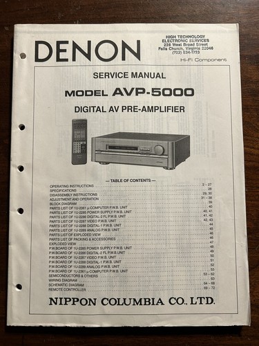 Denon model avp - denon, avp-5000
