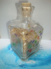 Vaso vetro colorato dipinto a mano - sassi e conchiglie - Altezza cm. 13,5