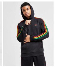 FELPA CON CAPPUCCIO ADIDAS ORIGINALS 3 STRISCE RASTA NUOVA CON ETICHETTE TAGLIA M,L,XL ULTIMI POCHI RARI