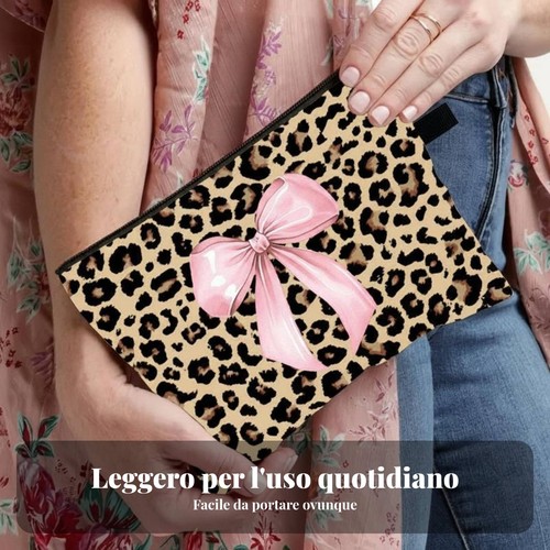 Pochette leopardata con fiocco - leopardata,