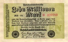 Ro 105a 10 Mio Mark 1923 FZ:MB  BZ:64  KN mit Stern