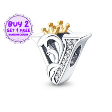 Crown V Letter Charm, V Letter