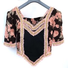 Top vintage nero con rose, Tg. 40/42/44