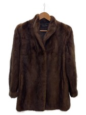 SAGA VISONE cappotto pelliccia marrone tinta unita