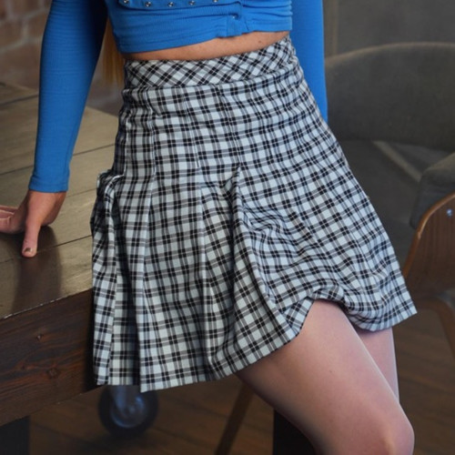 Divided black blue plaid - black,