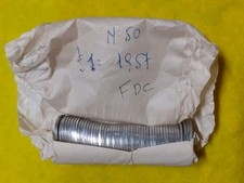 ITALIA ROTOLINO ROLL 50 pz 1 LIRA FDC 1957