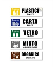 Adesivi Raccolta Differenziata piccoli mis 15x4 cm impermeabili lavabili in