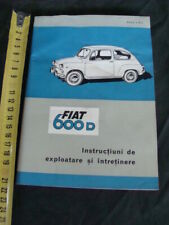 RARO MANUALE USO E MANUTENZIONE ORIGINALE 1966 FIAT 600 D 600D LINGUA RUMENA