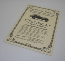 Certificat Coupé "Bugatti" Atlantic 1938 57SC - CMC 1/18 Collection de France