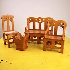 salottino vintage in legno per bambole, 4 pezzi