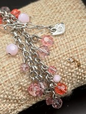 SWAROVSKI BRACCIALETTO CON PERLINE PENDENTI - PINK - 22 CENTIMETRI