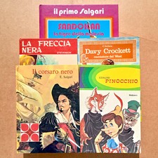 LOTTO 5 LIBRI ANNI '60/'70 PER RAGAZZI - PINOCCHIO, CORSARO NERO, D. CROCKETT +2