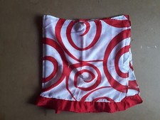 Pareo mare donna corto a fantasia rosso/bianco con balza superavvolgente 45x155 