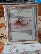 Cornice Argento e legno per cinquantesimo di matrimonio vetro e scatola intatti