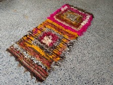 Tappeto Tulu Turco Vintage 2,9x7,5 piedi Shaggy Lana Runner Tappeto Boho Colorato