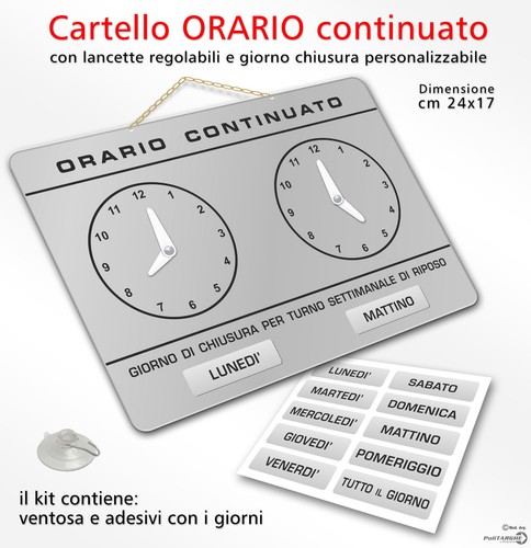 Cartello orario continuato - orario,