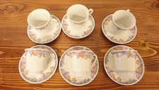 ROYAL CROWN SET 6 TAZZINE in porcellana da CAFFE' CON PIATTINO COLORATE FLOREALI