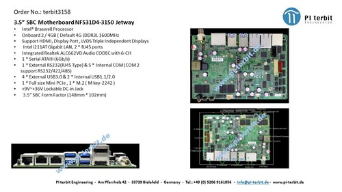 Jetway sbc scheda - 3,5",