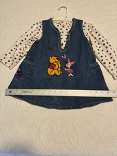 Abito vintage 1990 Disney Pooh e Piglet in denim ricamato. Set completo taglia 4