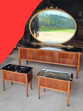 Comò Stondato Anni 50 Completo Di Specchio E Comodini Ottime Condizioni 