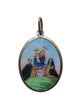 *HH* Medaglia Religiosa Votiva Devozionale Smaltata Madonna Del Rosario Pompei 