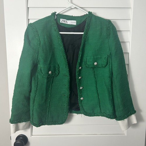 Giacca tweed verde zara taglia - verde,