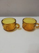 Coppia Tazze Colazione Vetro Ambrato Ciao Cream Star Vintage