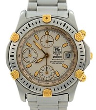 Orologio Tag Heuer 38mm Uomo Serie 2000 Automatico Quadrante Bianco Bicolore 165.806!