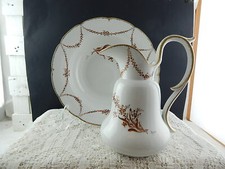 PEZZO UNICO CATINO BROCCA BAGNO PORCELLANA BIANCA CON GHIRLANDE DIPINTE A MANO 