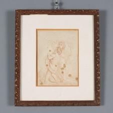 Disegno Pastelli Antico XVII Secolo Raccolta di Frutti Attribuito a L. Cambiaso