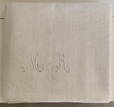 Antico Tessuto Rustico Lino Canapa Iniziali BM 180x275 Biancheria Naturale Casa