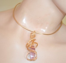 Collana donna pietra rosa