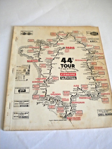 Tour france roadbook 1957 - tour,