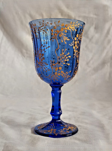 Vintage calice vetro blu - in,