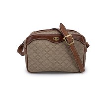 Autentica borsa a tracolla piccola Celine vintage in tela di macadam beige