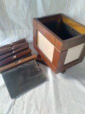 Cubo portafoto girevole in legno in stile rustico pari al nuovo