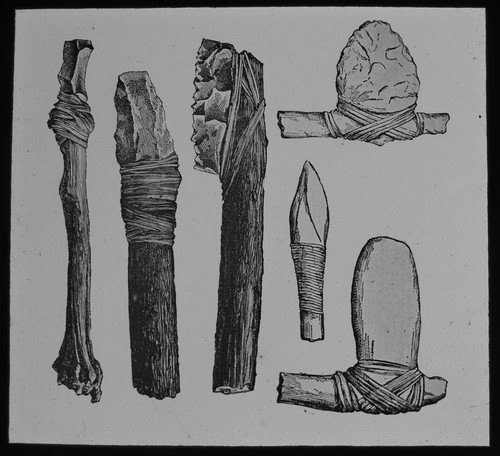 Prehistoric man flint tools - man,