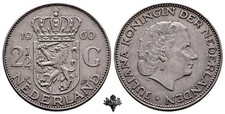 OLANDA 2 1/2 fiorini 1960 ARGENTO moneta argento Juliana Netherlands