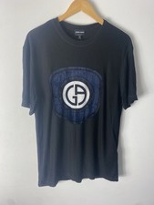 T-shirt Giorgio Armani Black Label nera GRANDE LOGO misto seta 50 NUOVA
