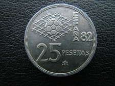 Moneta da 25 Pesetas 1980  SPL COMMEMORATIVA MONDIALI CALCIO 1982
