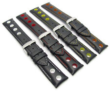 Cinturino orologio pelle imbottito stile Grand Prix fori colorati 20mm-24mm C006