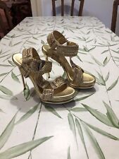 Casadei scarpe donna dècolletè pelle Oro con tacchi alti e plateau 37