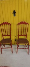 N.2 Sedie Chiavarine in Legno Rosse