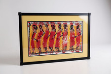 Quadro firmato Evanson K Hyera arte africana con cornice ballerini Masai 24x14 Tanzania