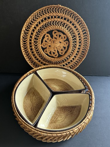 Vintage cesto rattan rotondo