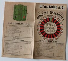 Anni 10/20 del 1900+OeSTERR.CASINO A.G. REGOLE ROULETTE+3 LINGUE-g900