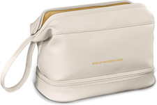 Beauty Case Doppio Strato Nero Elegante – Borsa Trucco Impermeabile in Pelle PU 