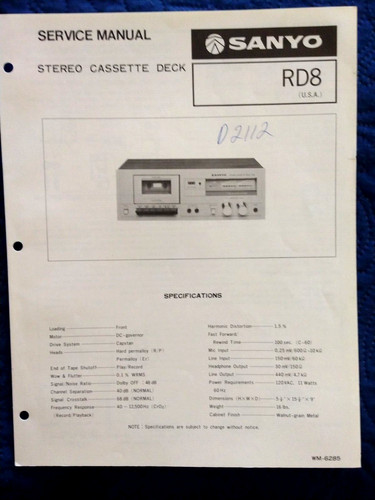 Sanyo rd8 stereo cassette - sanyo,